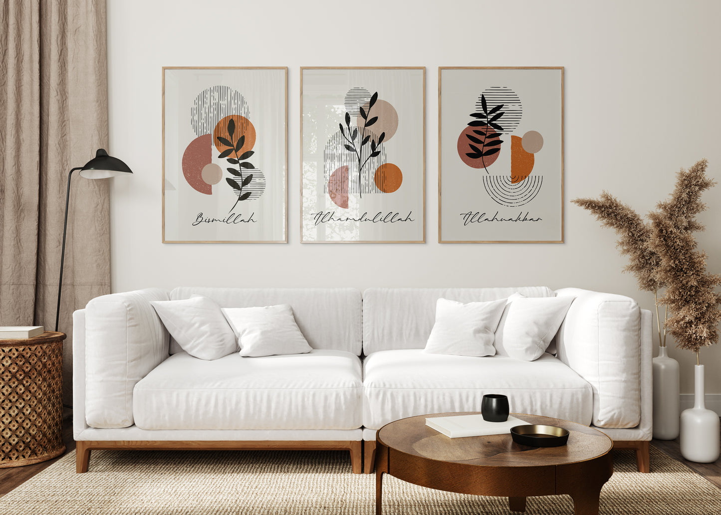 Digital Download, 3 Piece Islamic Wall Art, Islamic Prints, Muslim Poster Set, Floral Muslim Islamic Art, Zikr In English, Boho Abstract Art