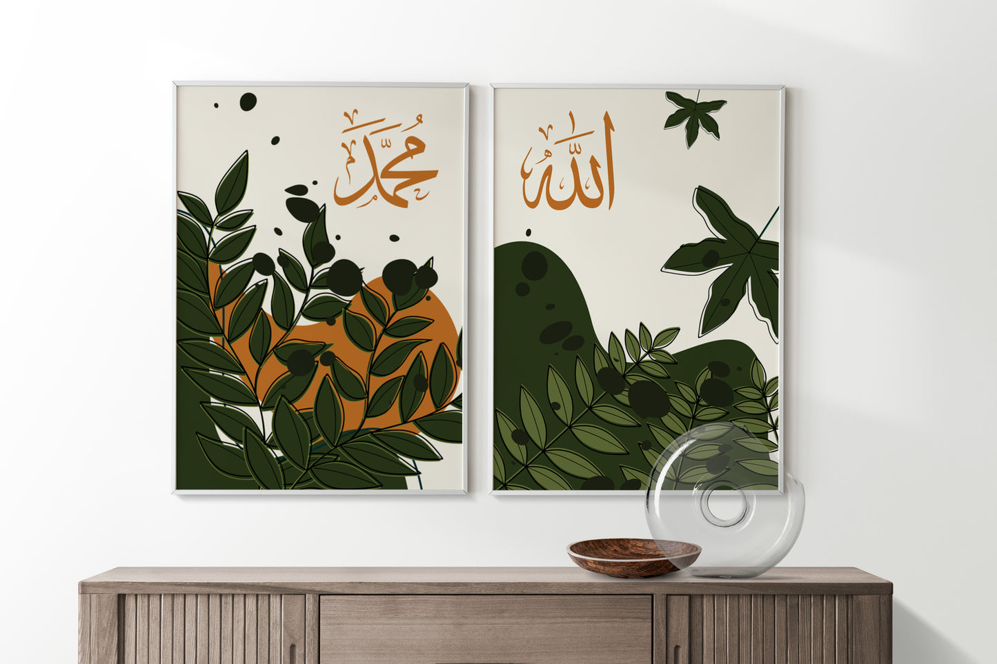 Digital Download Islamic Print, Set of 3 Autumn Wall Art, Fall Wall Art, Botanical Art, Orange Leaf, Living Room Decor, Orange Abstract deco