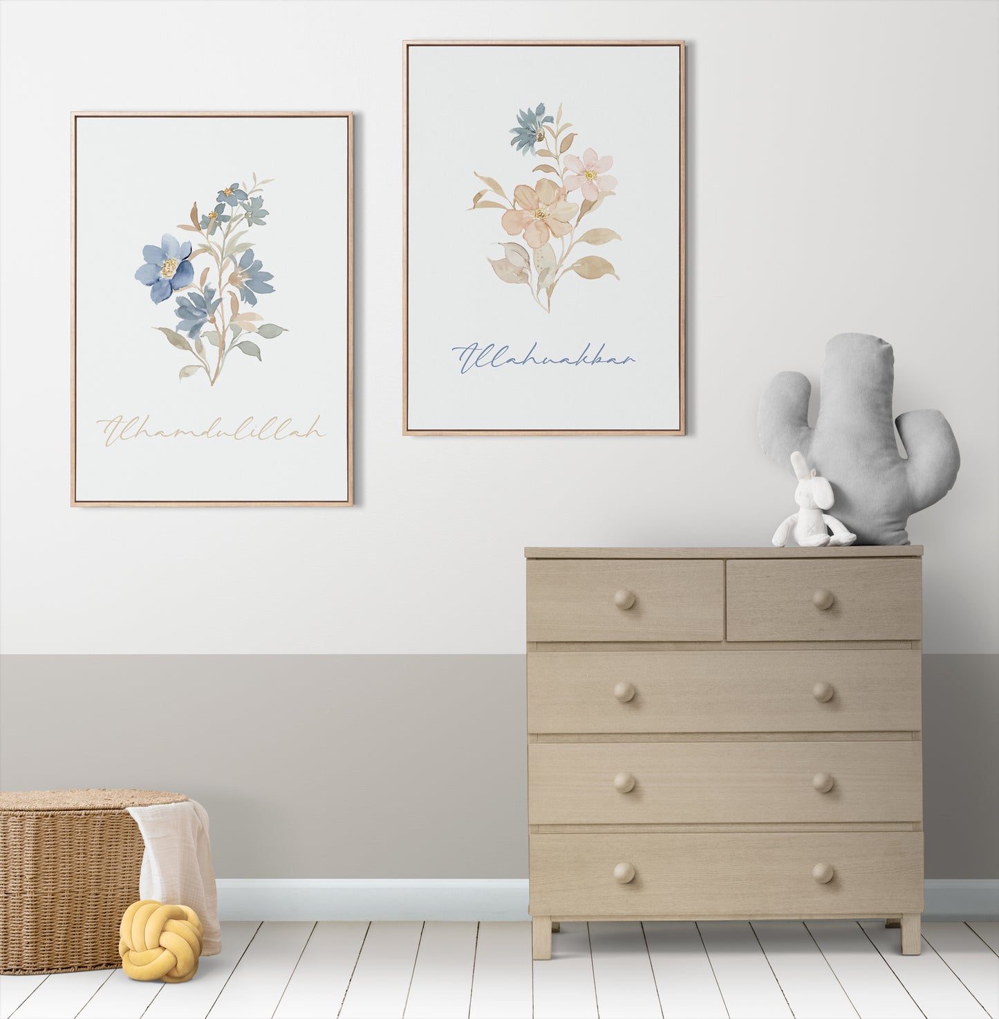 Digital Download, 3 Piece Islamic Wall Art, Islamic Prints, Muslim Poster Set, Floral Muslim Islamic Art, Zikr In English, Botanical Art