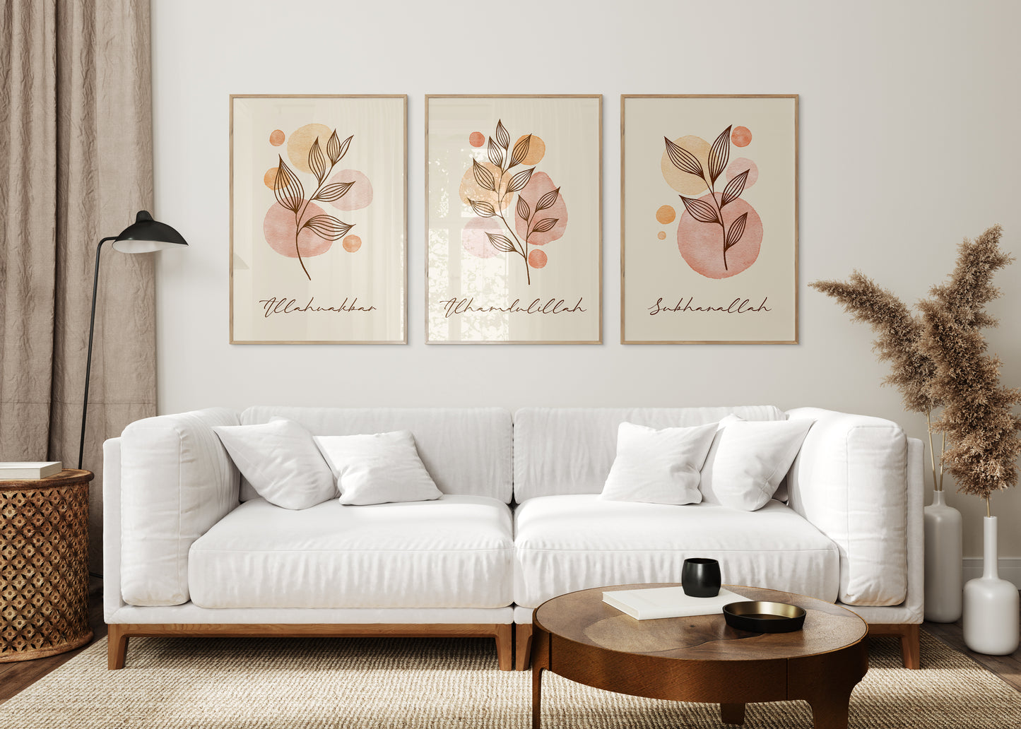 Digital Download, Islamic Wall Art, Set of 3 Islamic Prints, Muslim Poster Sets, Floral Muslim Islamic Art, Zikhr In English, Botanical Arts