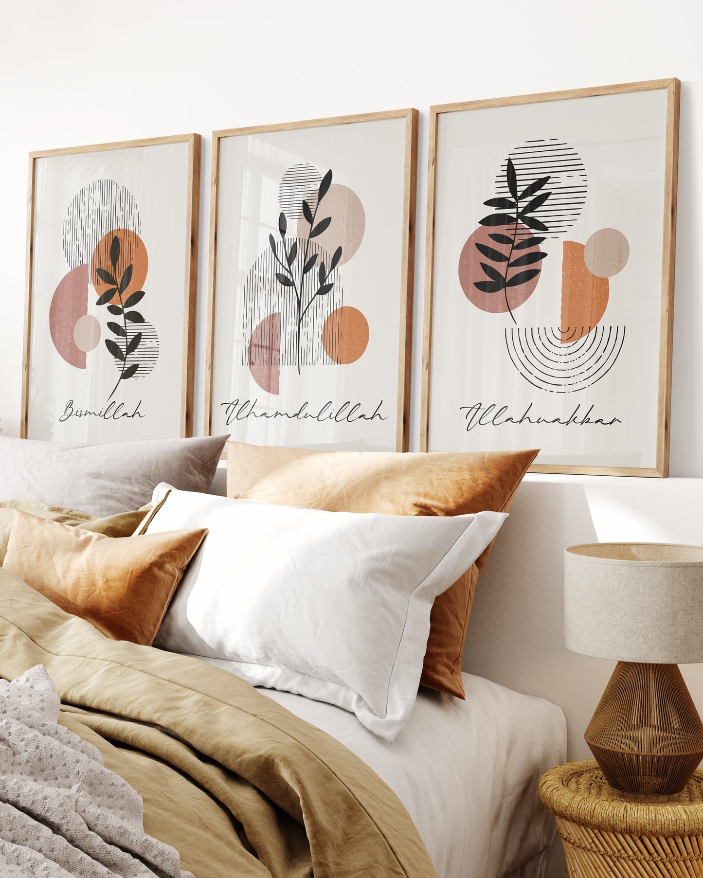 Digital Download, 3 Piece Islamic Wall Art, Islamic Prints, Muslim Poster Set, Floral Muslim Islamic Art, Zikr In English, Boho Abstract Art