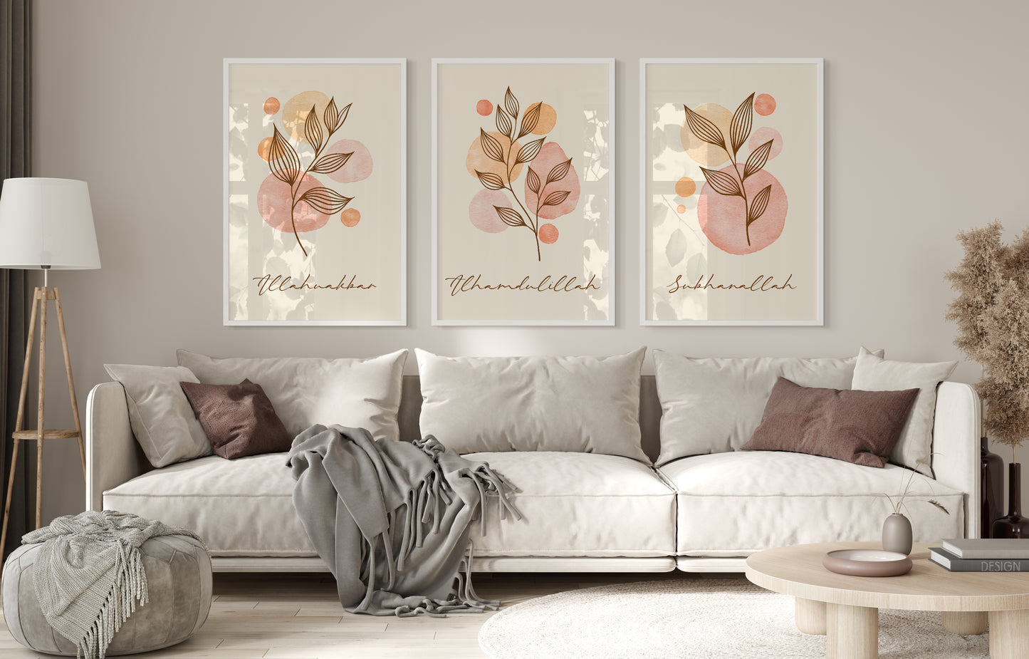 Digital Download, Islamic Wall Art, Set of 3 Islamic Prints, Muslim Poster Sets, Floral Muslim Islamic Art, Zikhr In English, Botanical Arts