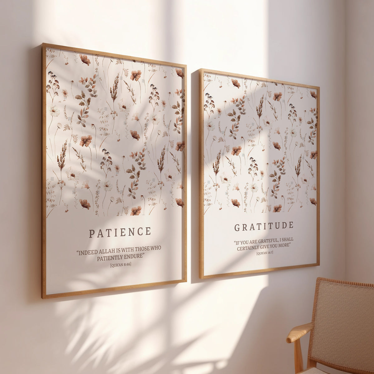Set of 3 Beige Patience Gratitude & Love D80
