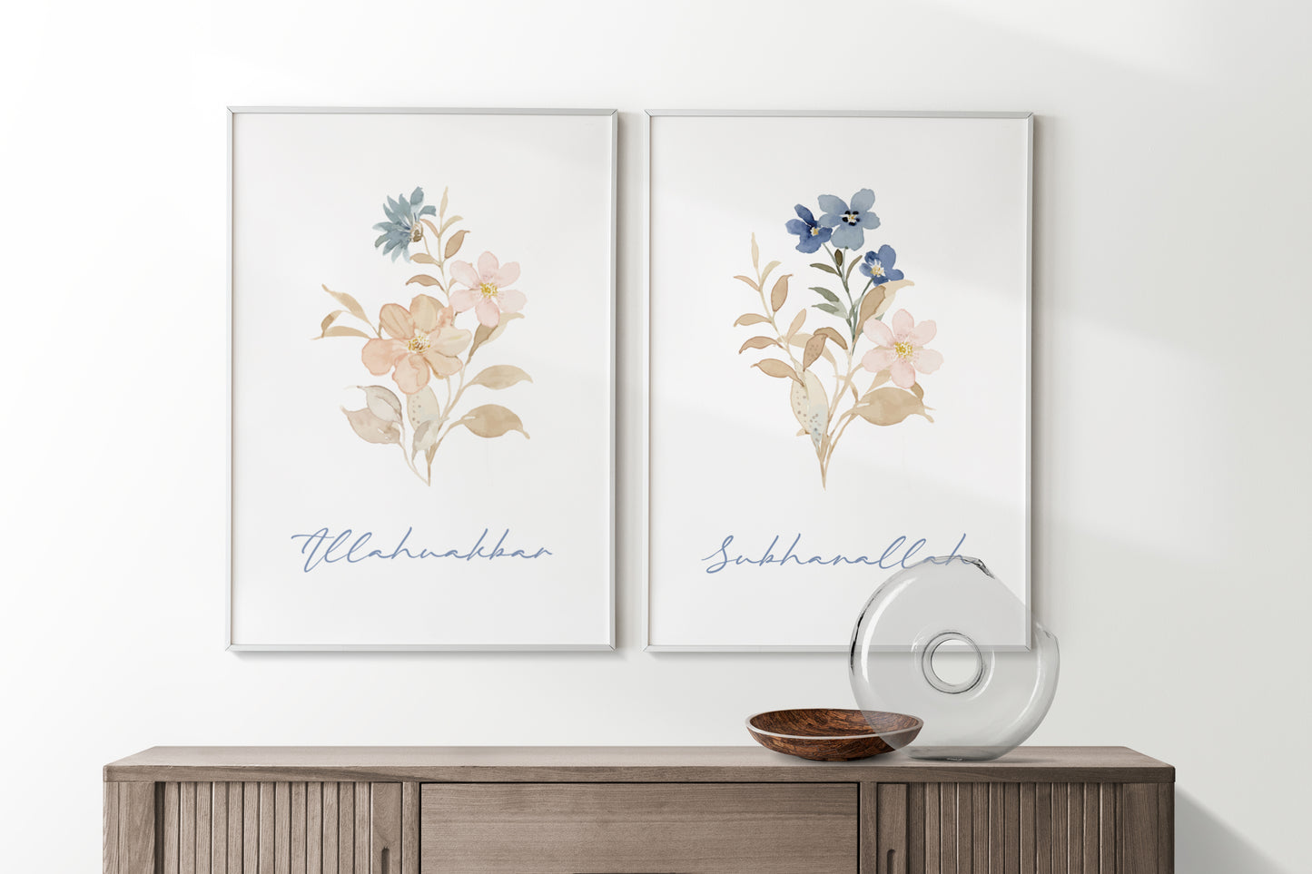 Digital Download, 3 Piece Islamic Wall Art, Islamic Prints, Muslim Poster Set, Floral Muslim Islamic Art, Zikr In English, Botanical Art