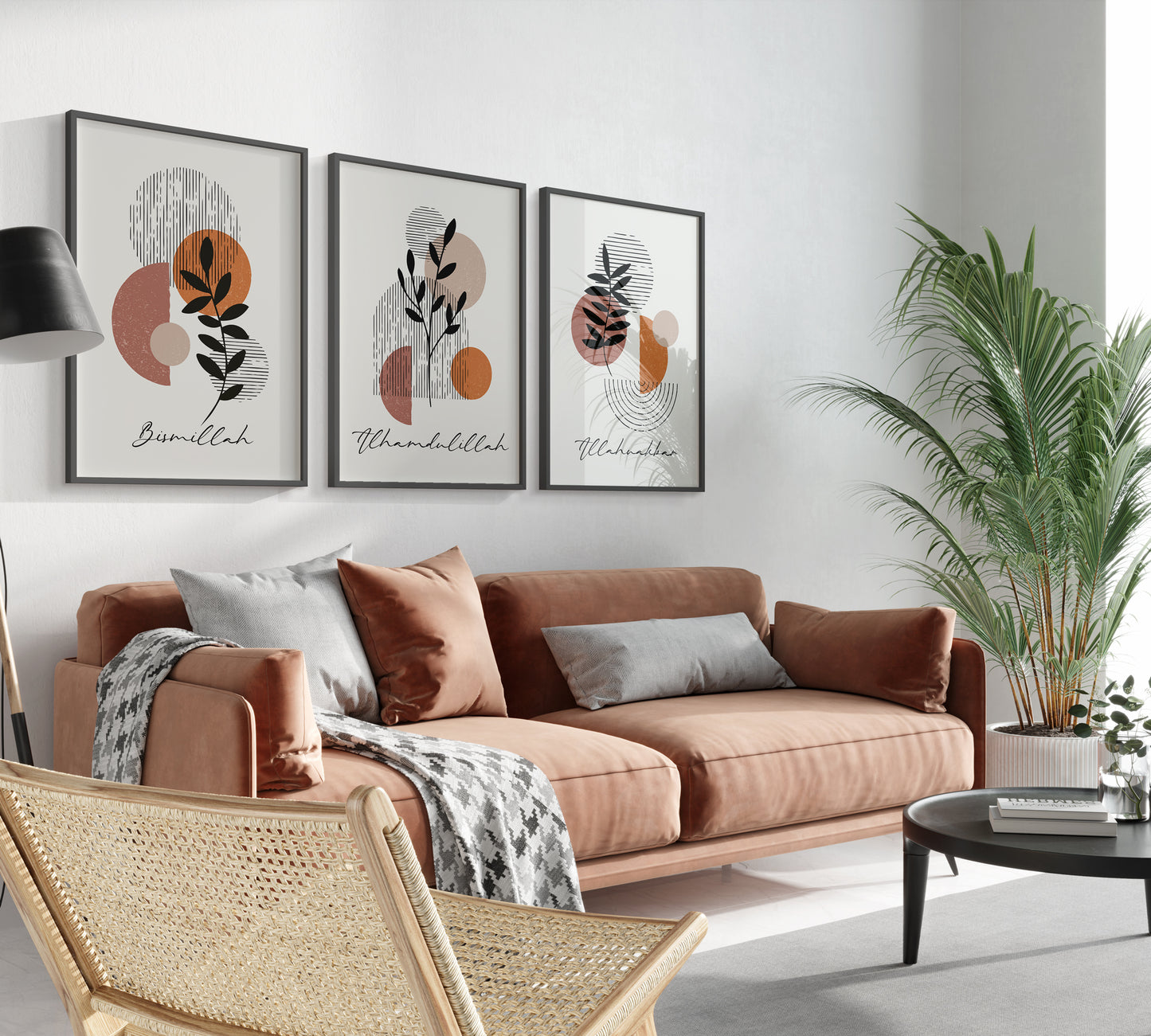 Digital Download, 3 Piece Islamic Wall Art, Islamic Prints, Muslim Poster Set, Floral Muslim Islamic Art, Zikr In English, Boho Abstract Art