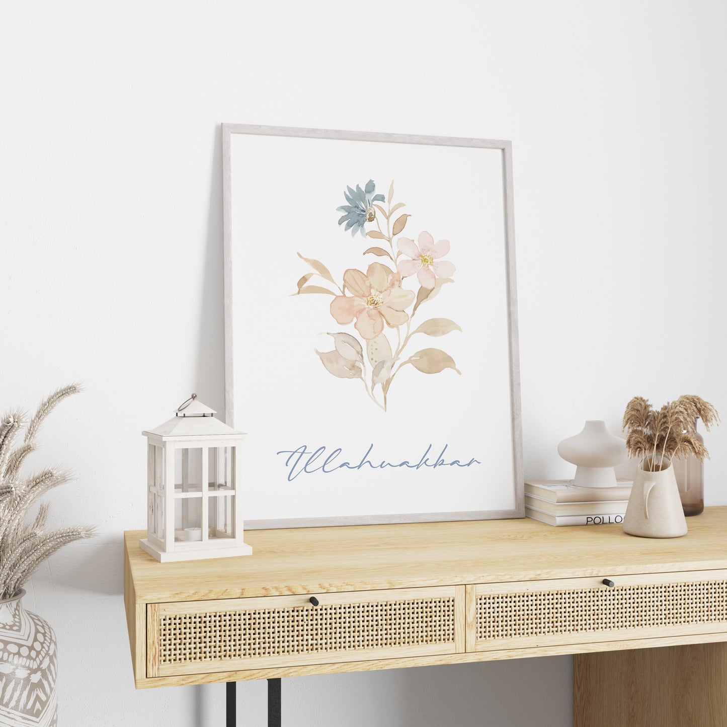 Set of 3 Islamic Wall Art, Floral, Subhanallah Alhamdulillah Allahuakbar D18