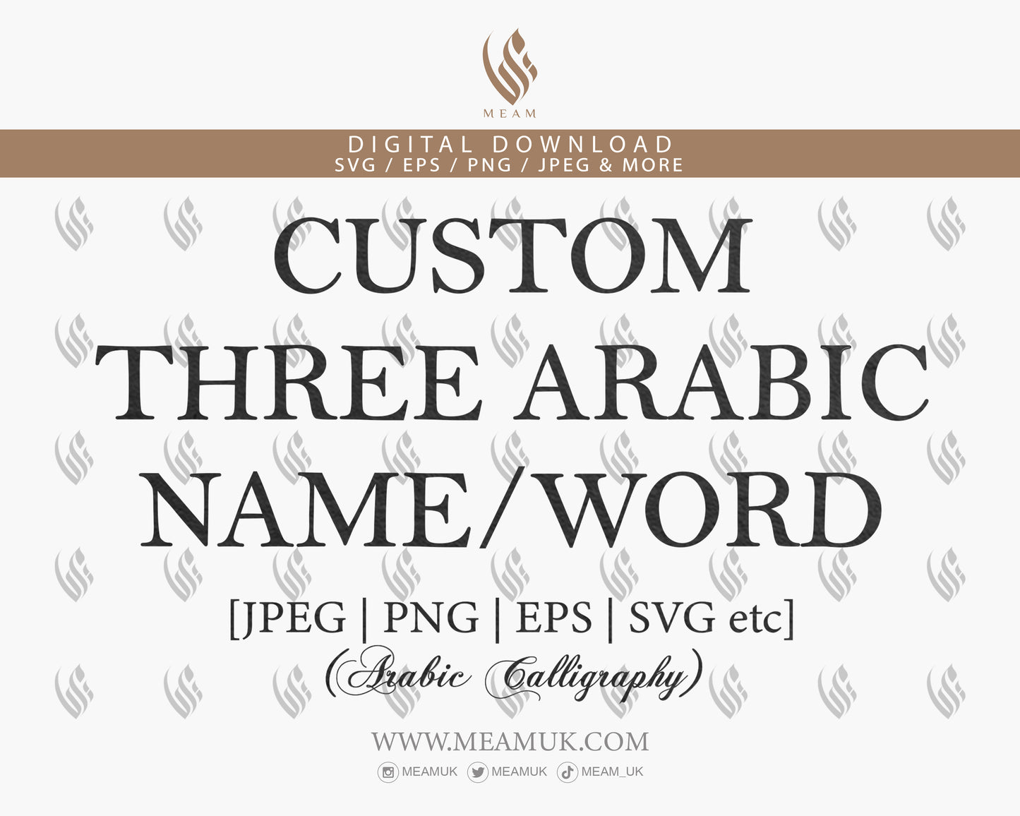 Request Three Custom Arabic Calligraphy Names / Words