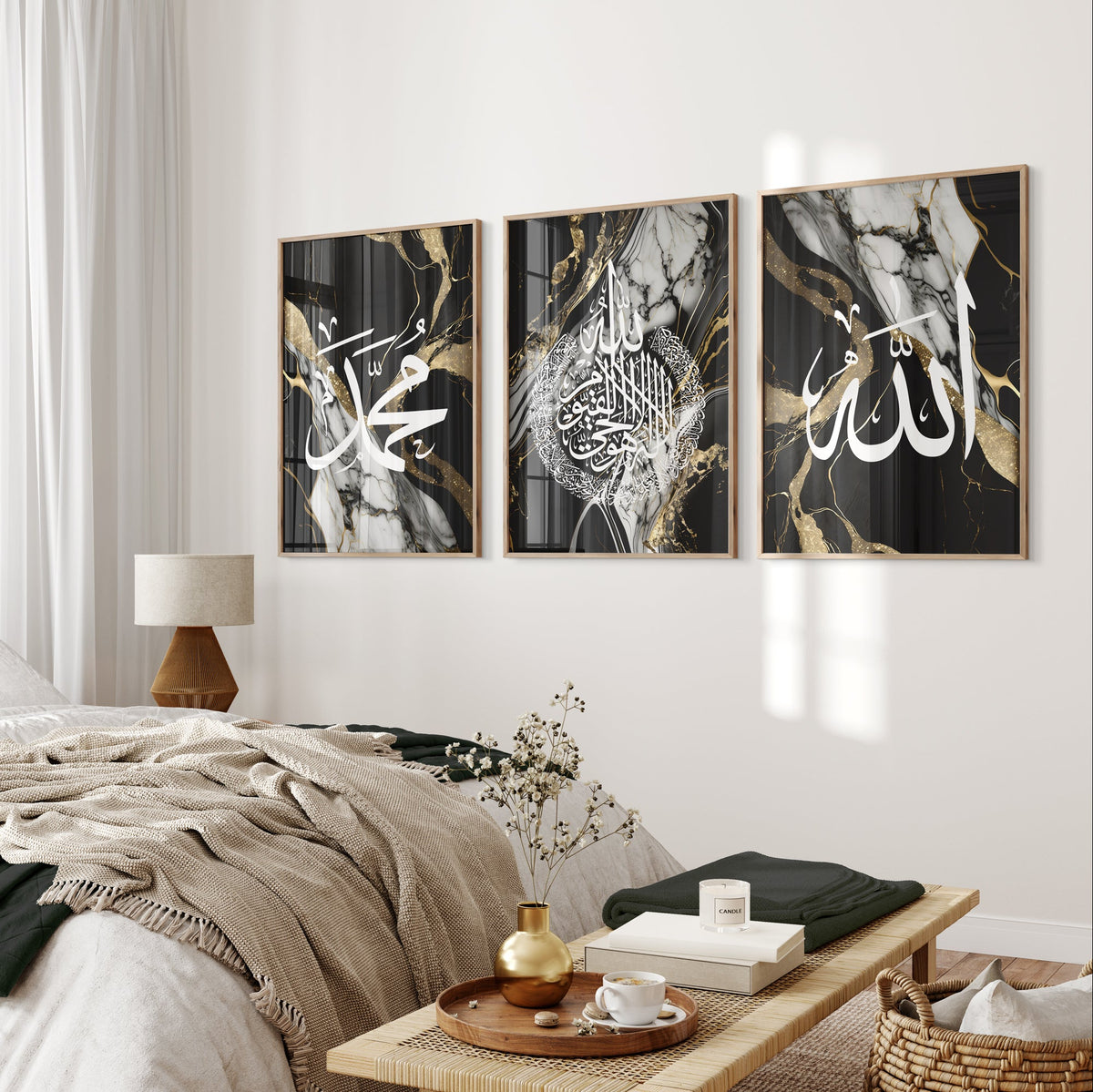 Bedroom with abstract art on the wall