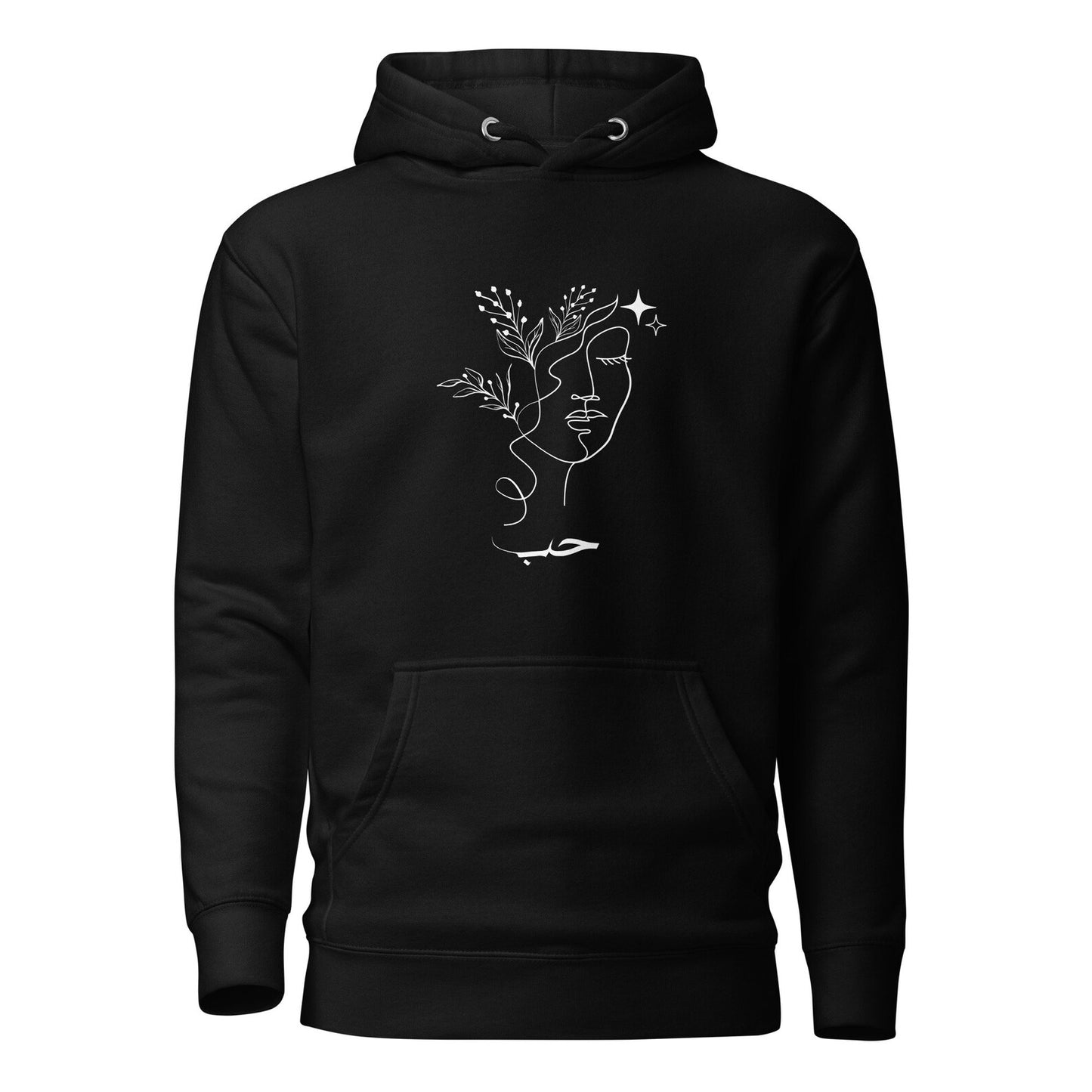 Floral Face Love Hubb Arabic Hoodie-White