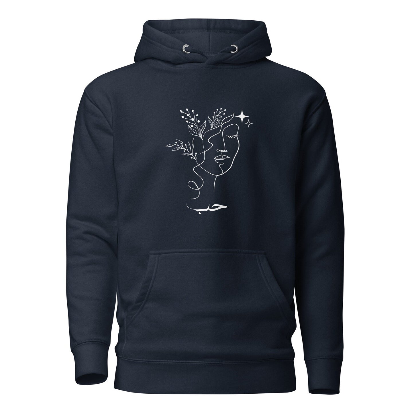 Floral Face Love Hubb Arabic Hoodie-White