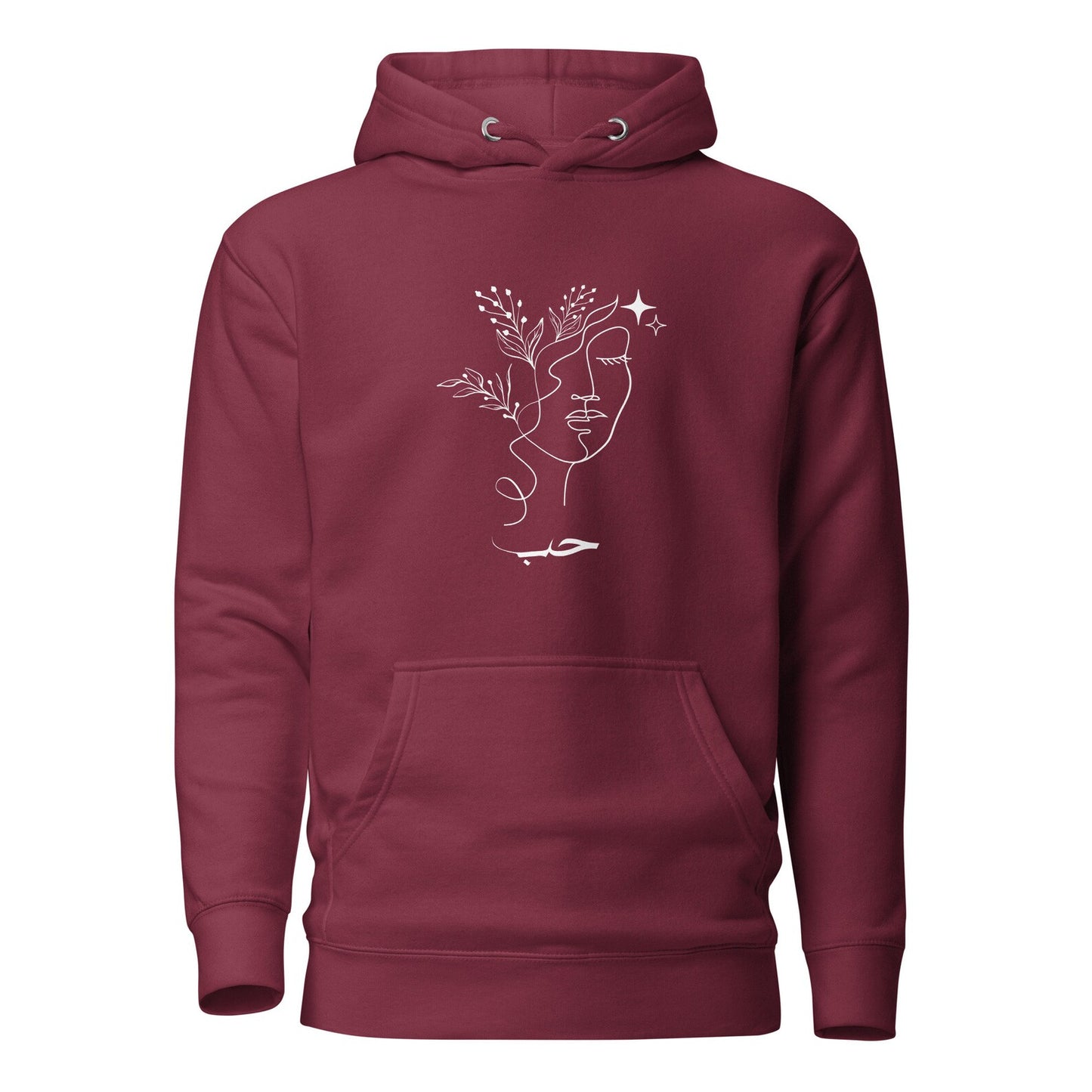 Floral Face Love Hubb Arabic Hoodie-White