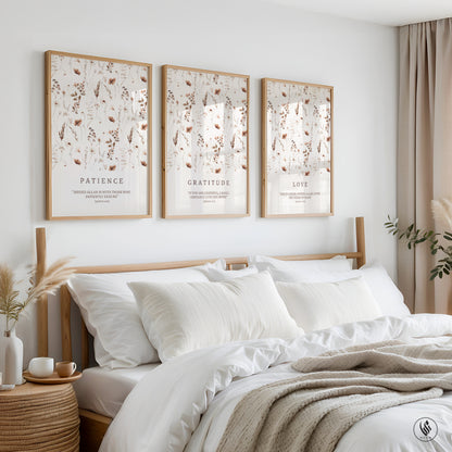 Set of 3 Beige Patience Gratitude & Love D80