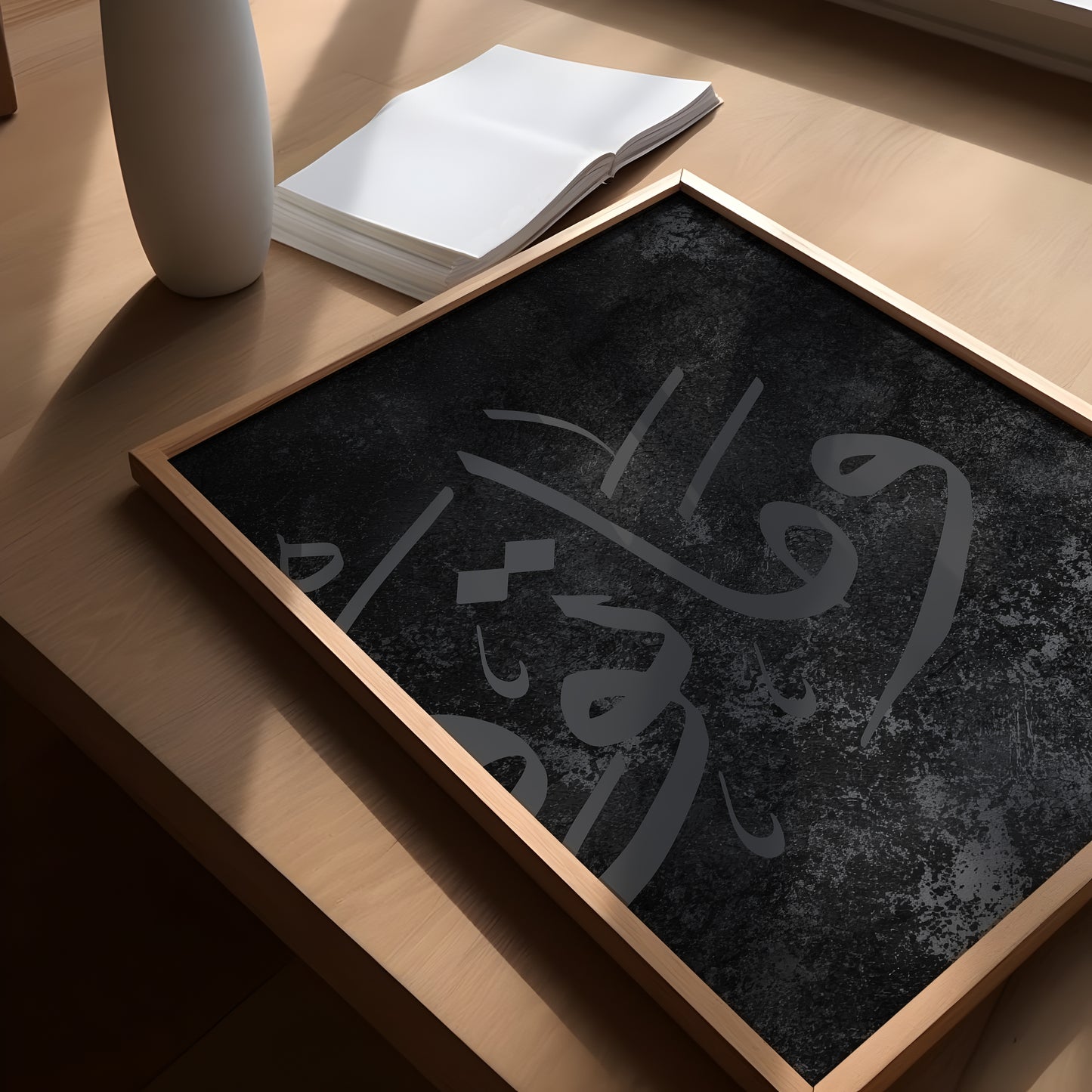 Set of 3 Black Grey Textured Posters D79