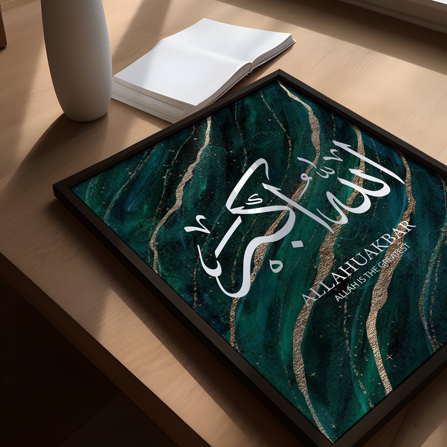 Set of 3 Green Gold Marble D81