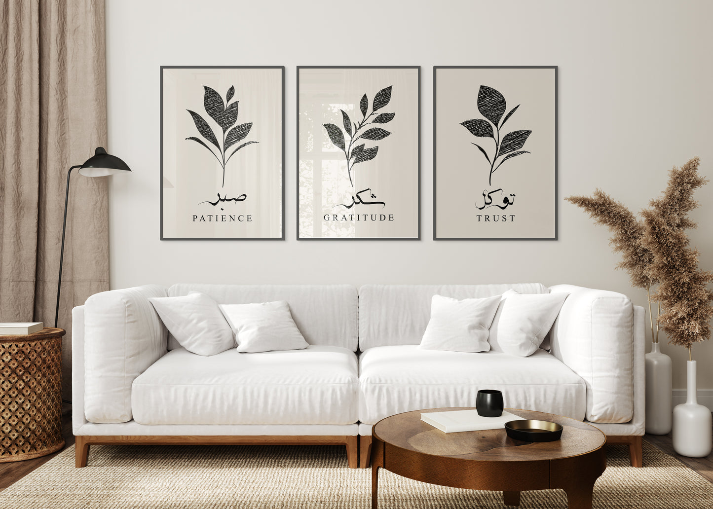 Digital Download, Islamic Wall Art Printables, Sabr, Shukr, Tawakkul in Arabic Calligraphy, Digital Download Posters, Islamic Wall Art for Kids, Islamic Print