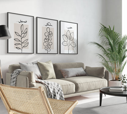 Digital Download, Islamic Wall Art, Set of 3 Earthy Tone, Sabr Shukr, Hubb Arabic Calligraphy, Muslim Modern Decor, Botanical Art, Home Decor