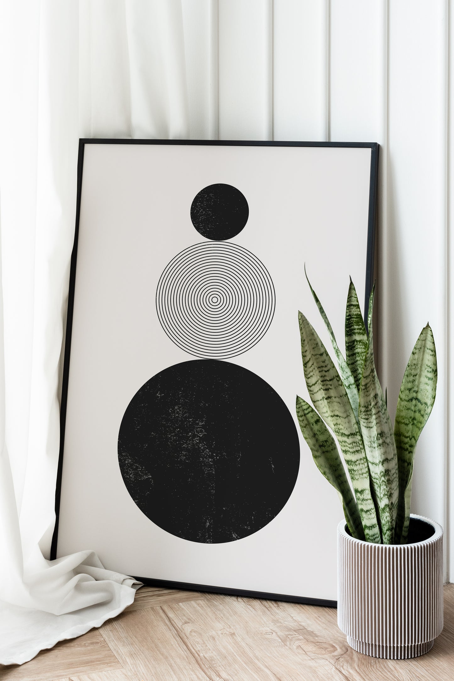 Set of 3 Islamic Wall Art, Boho Black and White Circle Frame Prints, Allah And Muhammad
