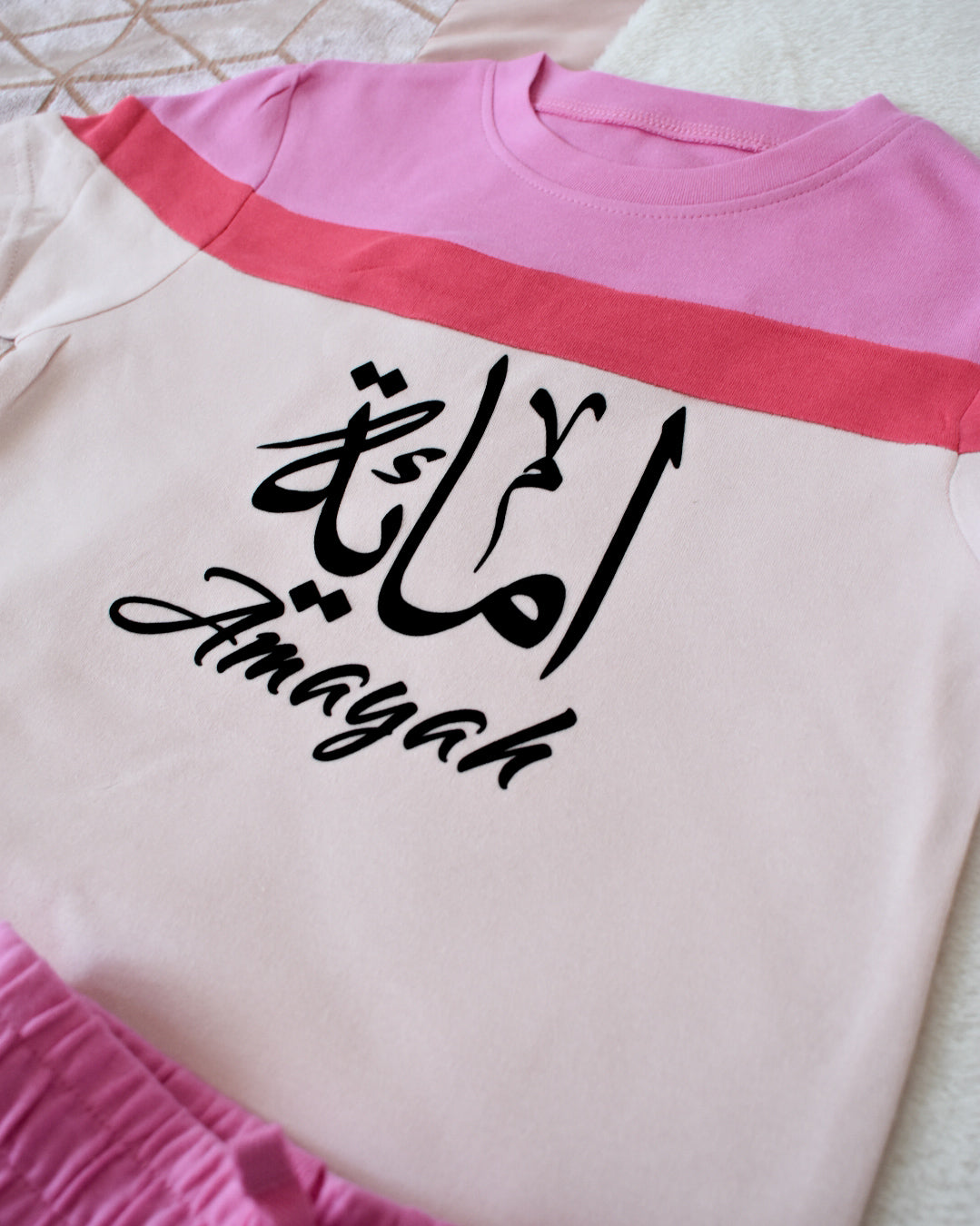 Custom T-shirt & Short Set In Pink Paradise (Size 6mnths - 10yrs)