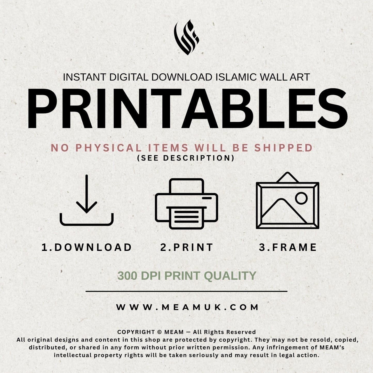 Digital Download Islamic Wall Art, Beige and Brown Set of 3 Sabr Shukr Hubb D58