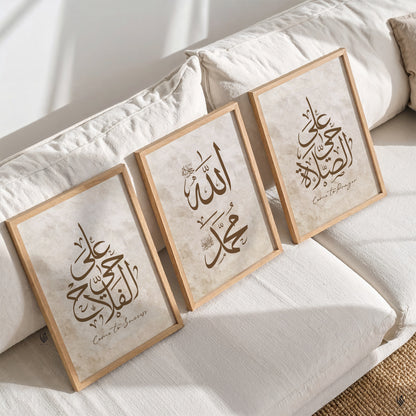 Set of 3 Beige & Brown, Come to Salah Success D130