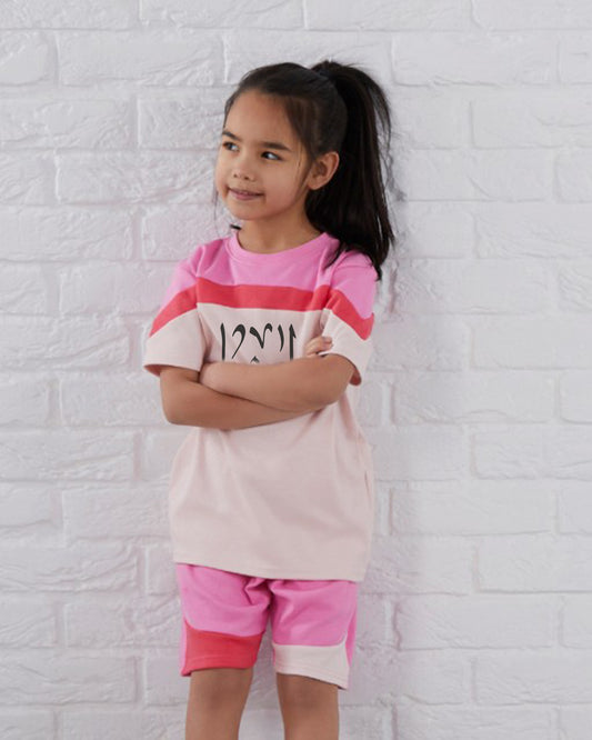 Custom T-shirt & Short Set In Pink Paradise (Size 6mnths - 10yrs)