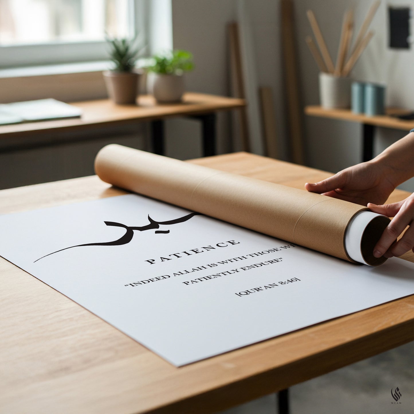 Sabr Patience, Islamic Wall Art, White Frame D91