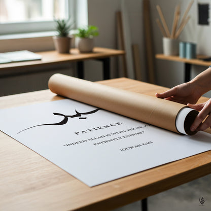 Sabr Patience, Islamic Wall Art, White Frame D91