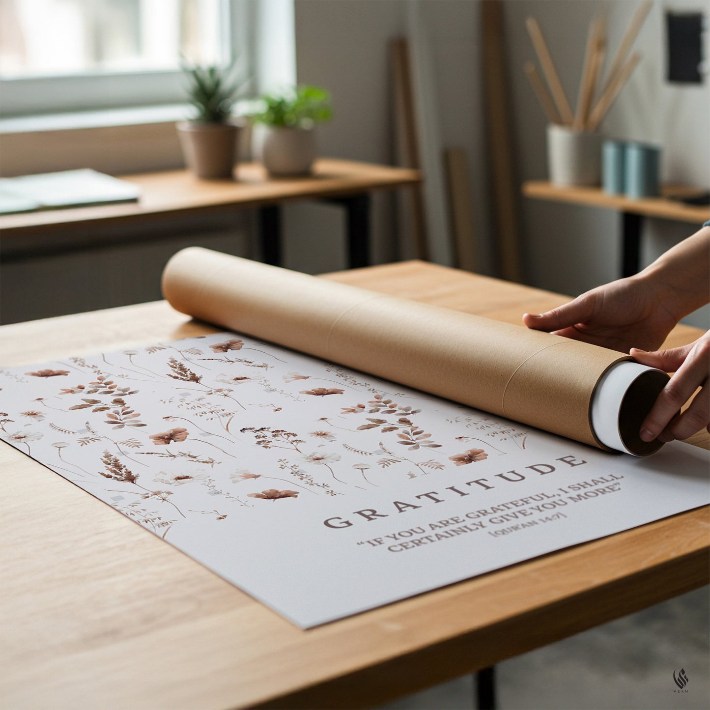 Set of 3 Beige Patience Gratitude & Love D80