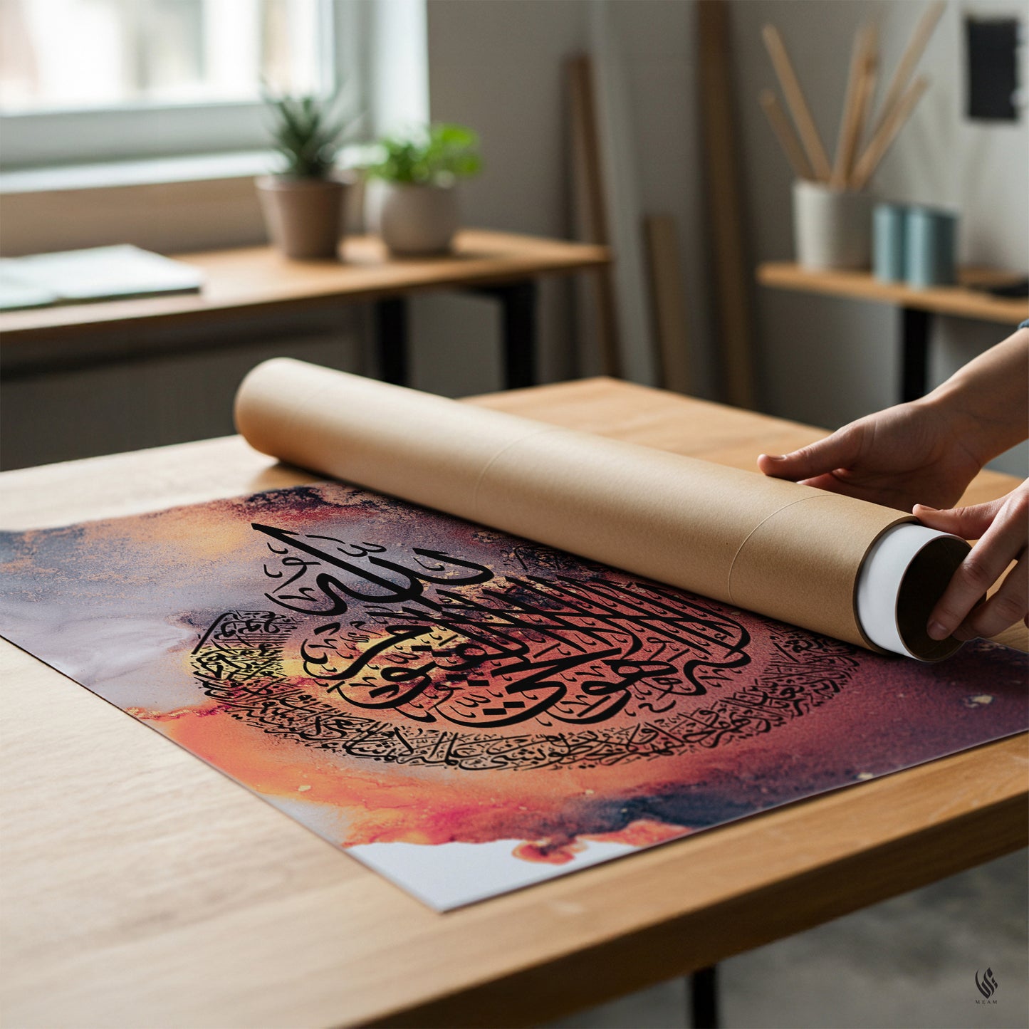 Ayatul Kursi, Islamic Wall Art, Red & Black Marble D99