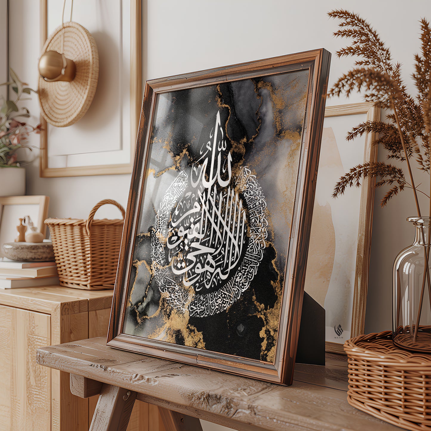 Ayatul Kursi, Islamic Wall Art, Black Marble D95