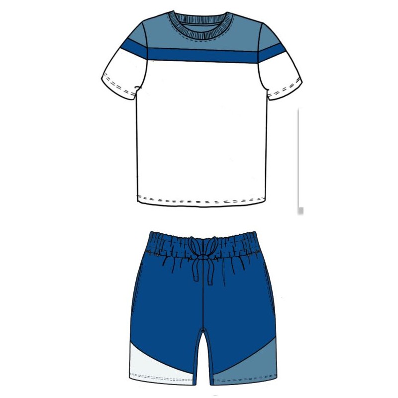 Custom T-shirt & Short Set In Blue/White (Size 6mnths - 10yrs)