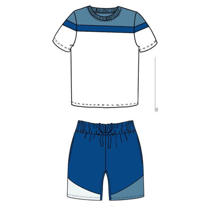 Custom T-shirt & Short Set In Blue/White (Size 6mnths - 10yrs)