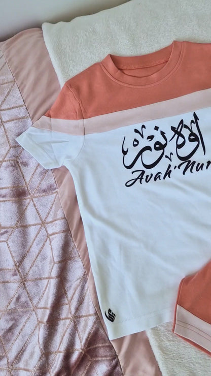 Custom T-shirt & Short Set In Pink/White (Size 6mnths - 10yrs)